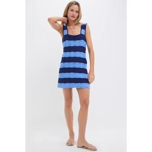 HYACINTH HOUSE Cornflower Blue and Navy Crochet Cooper Mini Dress Size XXS NWT